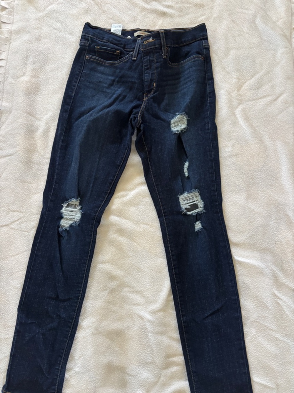 Signature by Levi Strauss Dark Indigo Distressed Skinny Jeans